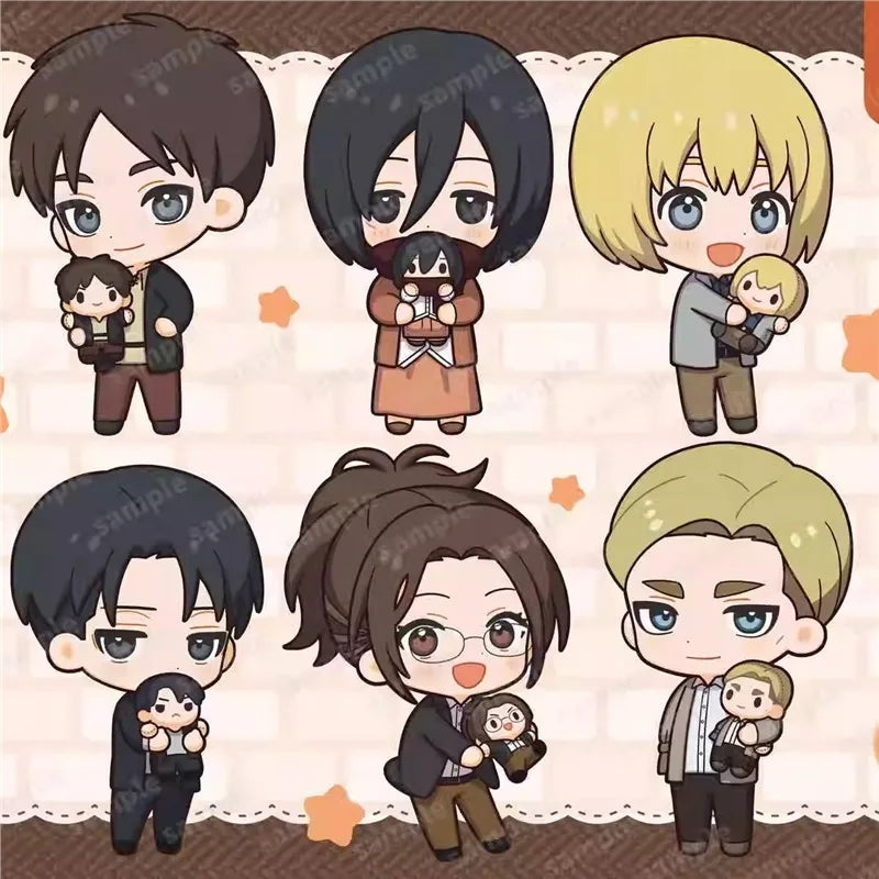Attack on Titan Cute Chibi Q Version Eren Levi Mikasa Anime Character Acrylic Keychain Acrylic Stand Bag Pendant Desktop Decor