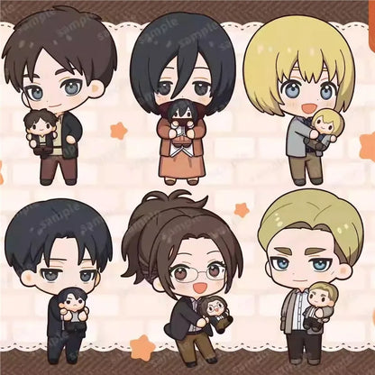 Attack on Titan Cute Chibi Q Version Eren Levi Mikasa Anime Character Acrylic Keychain Acrylic Stand Bag Pendant Desktop Decor