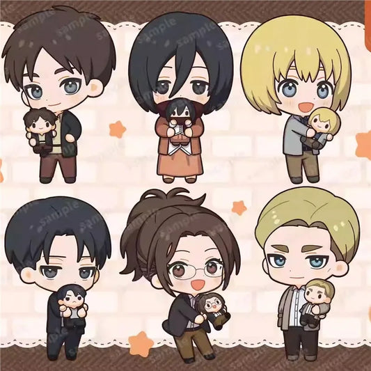 Attack on Titan Cute Chibi Q Version Eren Levi Mikasa Anime Character Acrylic Keychain Acrylic Stand Bag Pendant Desktop Decor