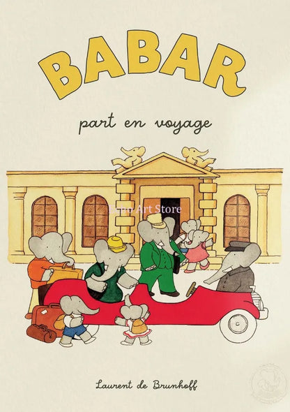 Babar Family Car Canvas Poster