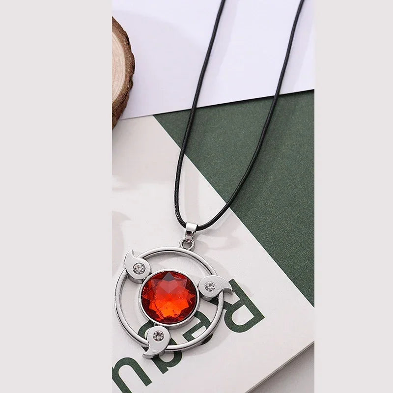 Hot Anime Konoha Necklace Akatsuki Red Cloud Pendant Uzumaki Anime Accessories Keychain Cosplay Akatsuki Itachi Cartoon Jewelry