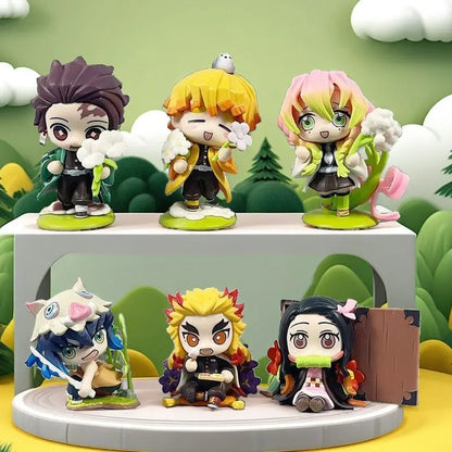 2026 Tanjiro Kamado Nezuko Demon-Slayer Anime Cartoon Figure Blind Box Creative Personalized Statue Ornament Surprise Gift Box