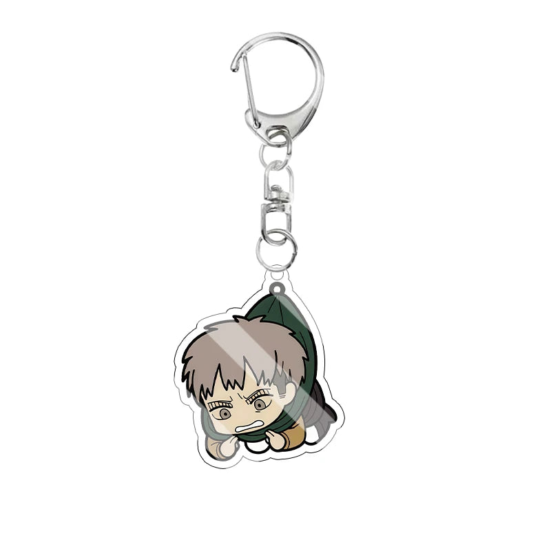 Cartoon Attack on Titan Cute Acrylic Keychain Survey Corps Uniform Anime Character Funny Hanging Pose Bag Pendant Cute Accessory