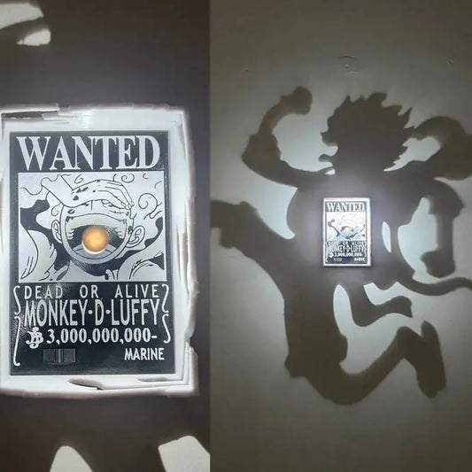 Anime WANTED Luffy Zoro Lamp One Piece Sanji Projector Wall Lamp Creativity Shadow Night Light Model Decoration Collection Toy