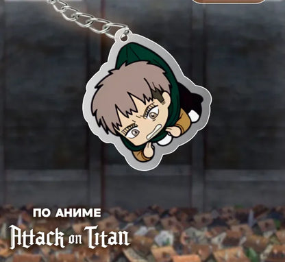 Acrylic Key Ring for Attack On Titan Bertholdt Hoover Reiner Braun Armin Arlert Anime Trinket Backpack Pendant Creative Gift