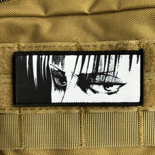 Levi Ackerman Eyes Morale Badge Attack on Titan Anime Patch Hook and Loop Printing Cartoon Tactical Military Backpack Sticker