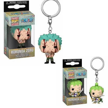 Funko POP Pocket Keychain One Piece Roronoa Zoro Kid Pendant Gift Key Chains Kid Action Figure Toy Doll Collectible Kid Toys