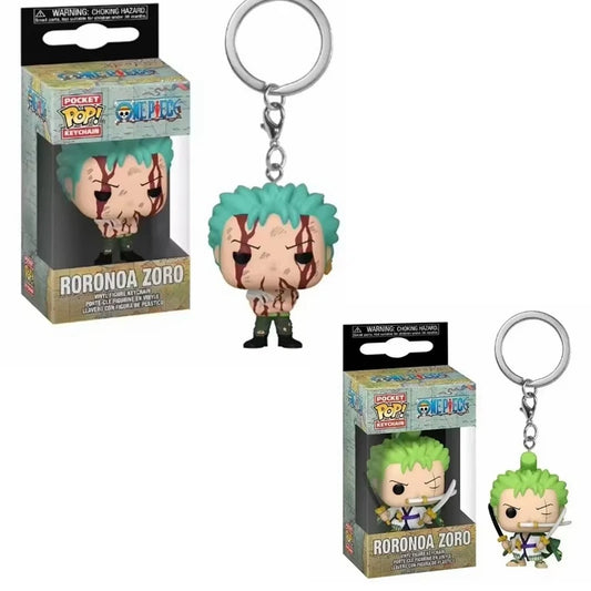 Funko POP Pocket Keychain One Piece Roronoa Zoro Kid Pendant Gift Key Chains Kid Action Figure Toy Doll Collectible Kid Toys