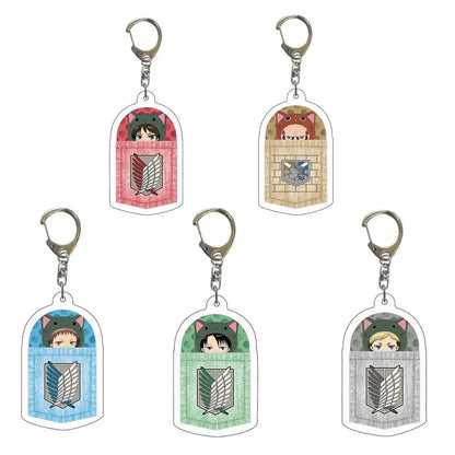 Attack On Titan Anime Peripheral Acrylic Figure Display Keychain Pendant Eren Mikasa Levi Creative Decorative Gift Accessories