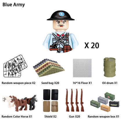 24pcs/batch WW2 Military Character WW2 Army Building Blocks Military Soldier Character Building Blocks Kids Holiday Gift Toys
