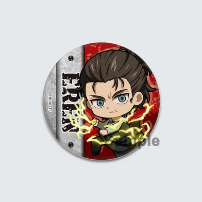 Eren Levi Armin Arlert Erwin Cartoon Badge Attack on Titan Brooches on Backpack Clothes Handmade Round Pins for Gift Accessory