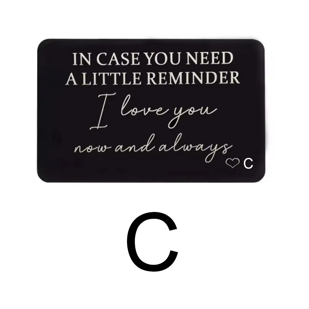 GEKTIMER Wallet Card Romantic "I Love You Now & Always" Heart Inspirational Gift For Boyfriend Husband Wedding Birthday Present