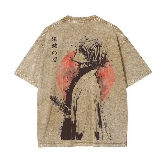 Demon Slayer Zenitsu Agatsuma Retro Washed T-Shirt