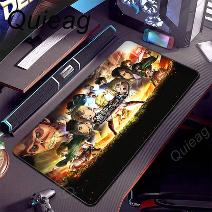 New HD Printing Attack on Titan Anime Desk Mat Large Lock Edge Mouse Pad Computer Mousepad Gaming Laptop Keyboard Mouse Mats Rug