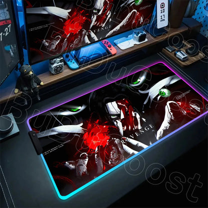 Large RGB LED Mousepad Attack on Titan Mouse Pads Anime Cool Gaming Tapis De Souris Carpet Laptop XXL Gabinete Gamer Accessories