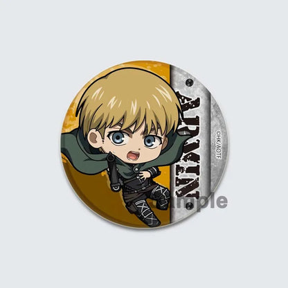 Eren Levi Armin Arlert Erwin Cartoon Badge Attack on Titan Brooches on Backpack Clothes Handmade Round Pins for Gift Accessory