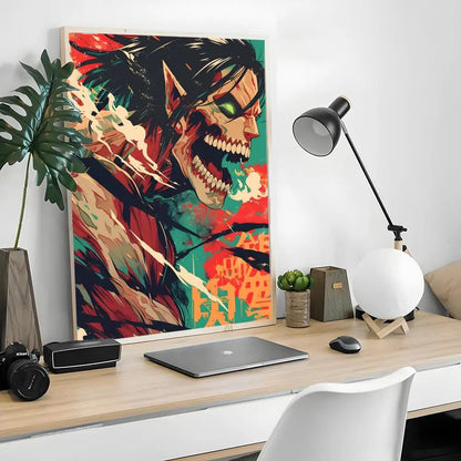 Anime Attack on Titan Poster Self-adhesive Art Waterproof Paper Sticker Coffee House Bar Room Wall Decor