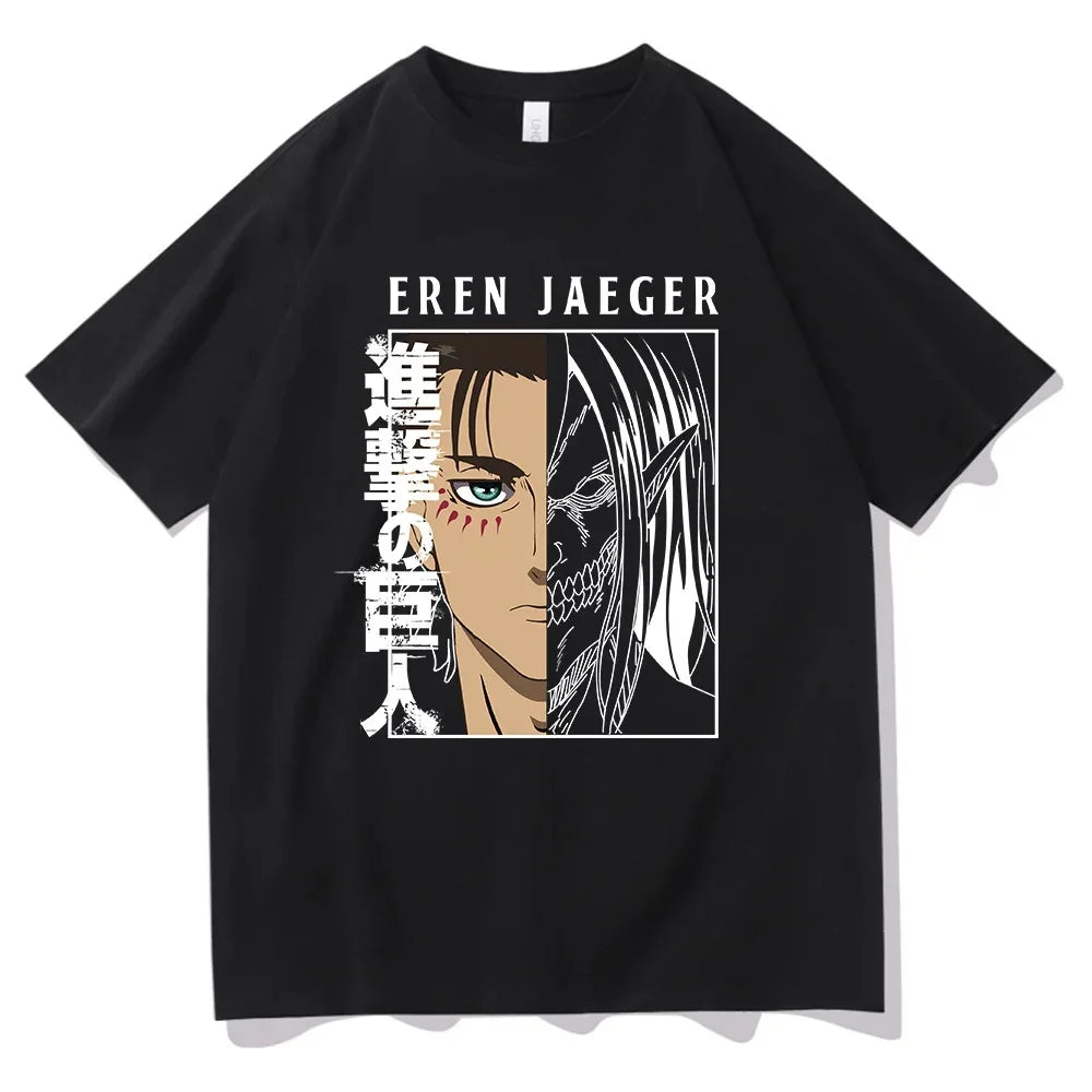 Japanese Anime Attack on Titan Graphic Printed T-shirt Summer unisex Loose and Breathable cotton T-shirt Top