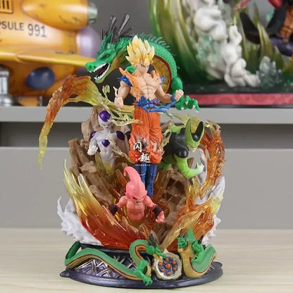 New 23cm Dragon Ball Son Goku Figure Super Saiyan Figure Cell Shenron Buu Figure Gk Statue Figurine Model Doll Collection Gift