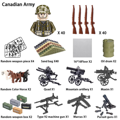 24pcs/batch WW2 Military Character WW2 Army Building Blocks Military Soldier Character Building Blocks Kids Holiday Gift Toys