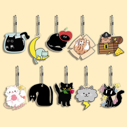 10/50 pcs/set Funny Cat Character Keychain Student Gift Bag