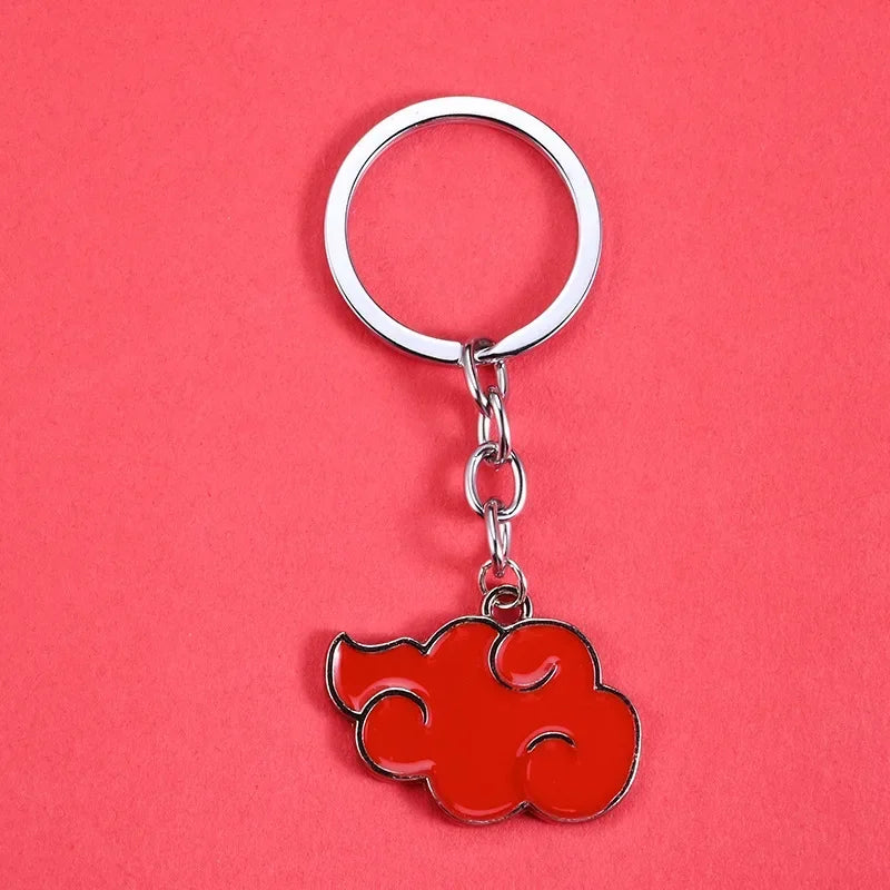 Hot Anime Konoha Necklace Akatsuki Red Cloud Pendant Uzumaki Anime Accessories Keychain Cosplay Akatsuki Itachi Cartoon Jewelry