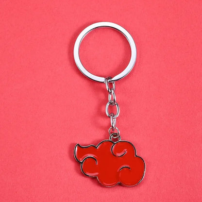 Hot Anime Konoha Necklace Akatsuki Red Cloud Pendant Uzumaki Anime Accessories Keychain Cosplay Akatsuki Itachi Cartoon Jewelry