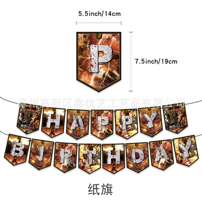 Attack on Titan Anime Birthday Party Cake Decoration Balloon Pull The Flag Rivaille Eren Party Props