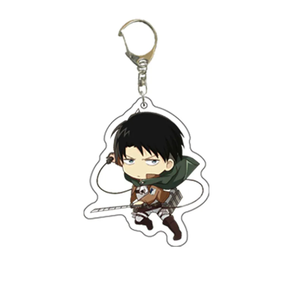 55MM Anime Attack on Titan Figure Eren Jaeger Mikasa Ackerman Armin Arlert Erwin Smith Levi Ackerman Acrylic Keychain Cute Gifts