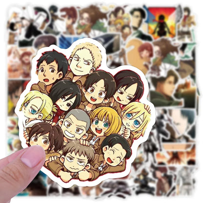 50 pcs Attack on Titan graffiti waterproof stickers for decorating skateboards, computers, luggage, and phone cases,gift,present