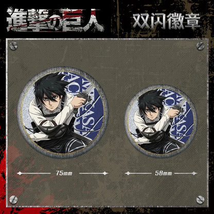 Attack on Titan 58 Badge Plain Glossy Film 58 Pin Anime Eren Yeager Ackerman Merchandise Souvenirs Collectibles Action Figures