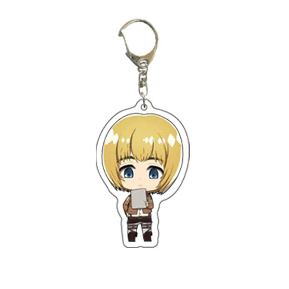 55MM Anime Attack on Titan Figure Eren Jaeger Mikasa Ackerman Armin Arlert Erwin Smith Levi Ackerman Acrylic Keychain Cute Gifts
