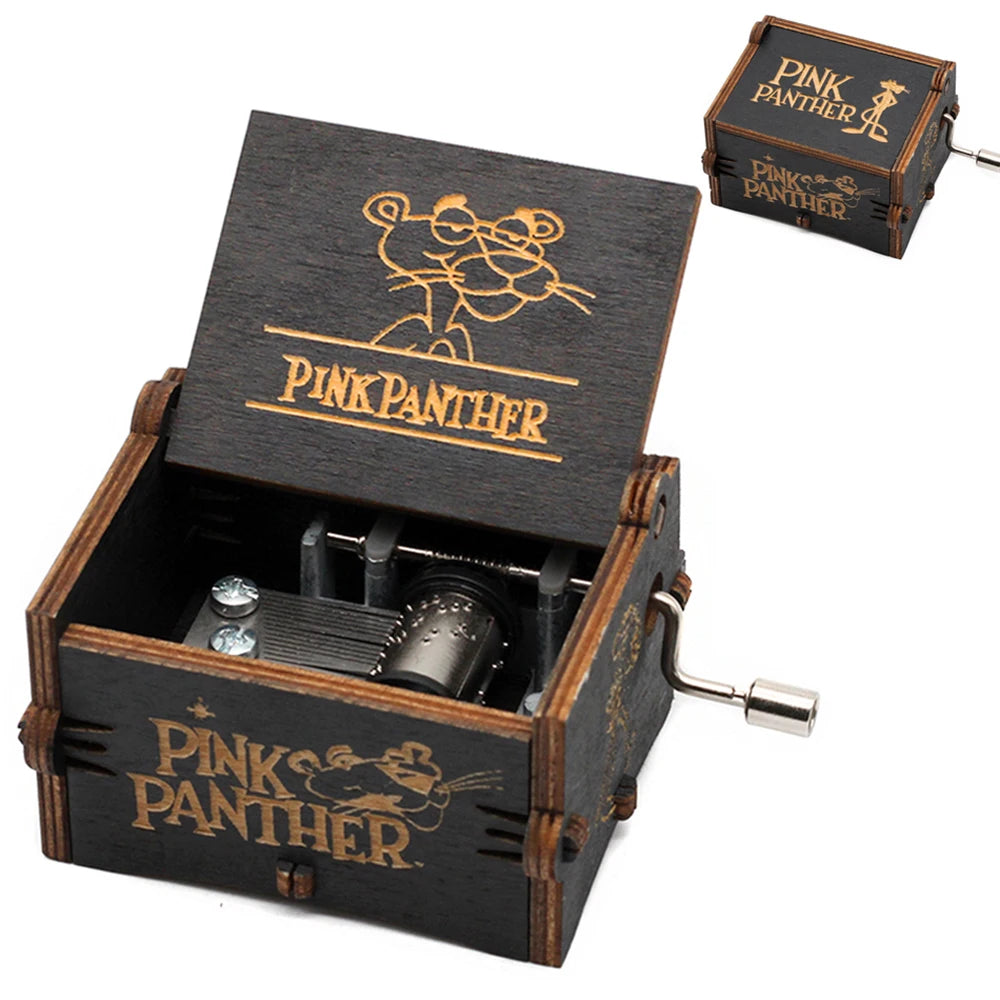 Wooden Black Attack on Titan Music Box Hand Cranked Home Decoration Carved Musical Box Halloween Valentine's Day Birthday Gift