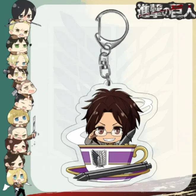Acrylic Keychain for Attack On Titan Levi Annie Erwin Historia Hange Chibi Version Acrylic Key Buckle Anime Decoration Pendant