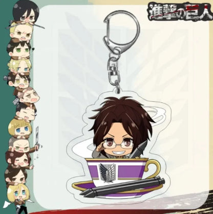Acrylic Keychain for Attack On Titan Levi Annie Erwin Historia Hange Chibi Version Acrylic Key Buckle Anime Decoration Pendant
