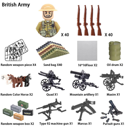 24pcs/batch WW2 Military Character WW2 Army Building Blocks Military Soldier Character Building Blocks Kids Holiday Gift Toys