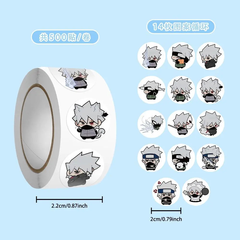 NARUTO Hatake Kakashi Cartoon Cute Chibi 500pcs Curly Stickers Kawaii Anime DIY Decoration Stickers Anime Merchandise Wholesale