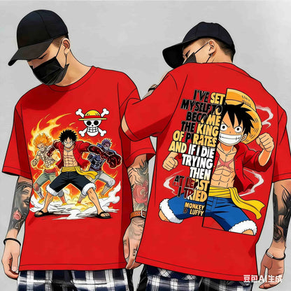 2026 Summer One Piece Luffy Retro Cosplay T-shirt Men's Oversized 3D Printed Short-sleeved Family Unisex Children's Sports Shirt