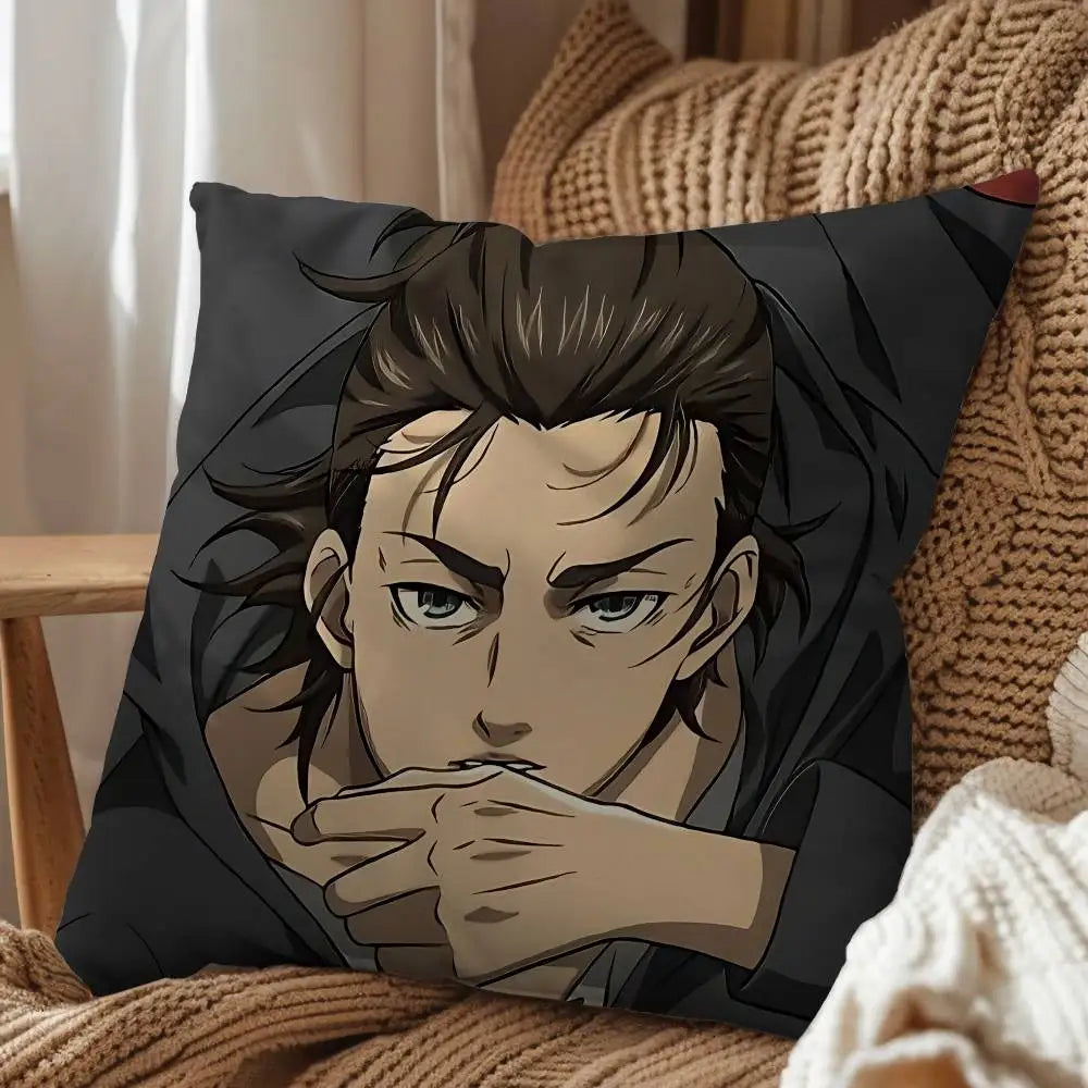 Eren Yeager Attack on Titan Print Throw Pillow Cover Square Cushion Case for Living Room Bedroom Decor