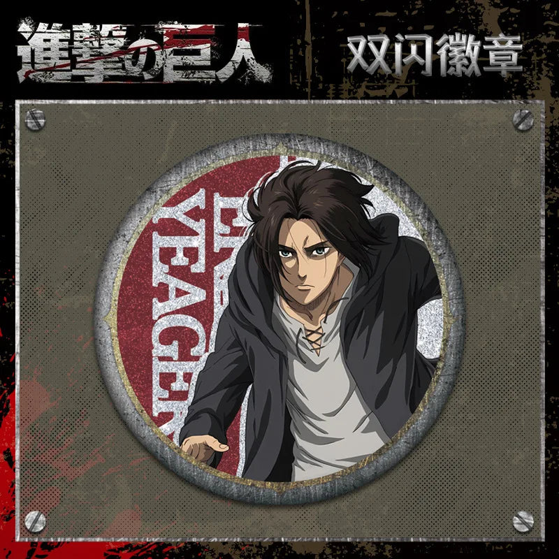 Attack on Titan 58 Badge Plain Glossy Film 58 Pin Anime Eren Yeager Ackerman Merchandise Souvenirs Collectibles Action Figures