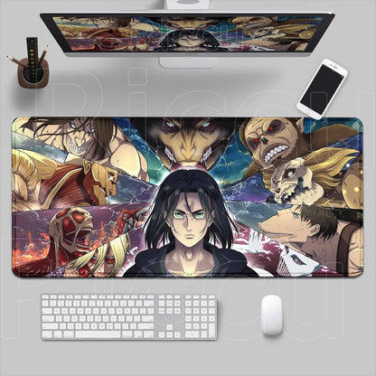 New HD Printing Attack on Titan Anime Desk Mat Large Lock Edge Mouse Pad Computer Mousepad Gaming Laptop Keyboard Mouse Mats Rug