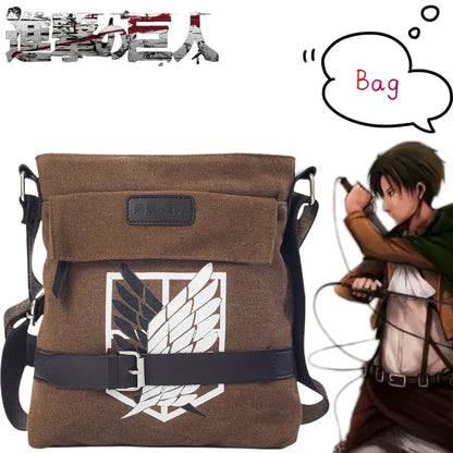 Attack on Titan Wings of Freedom one-shoulder canvas bag creative high-value cartoon print large-capacity portable men's handbag