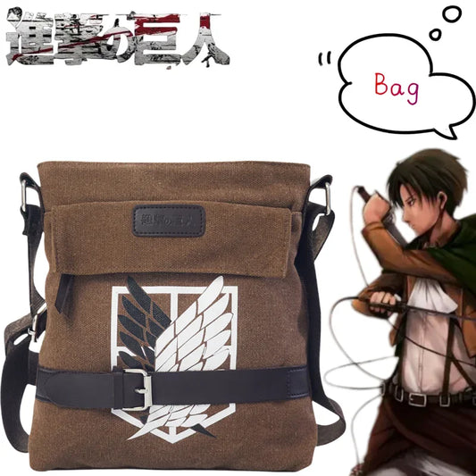 Attack on Titan Wings of Freedom one-shoulder canvas bag creative high-value cartoon print large-capacity portable men's handbag