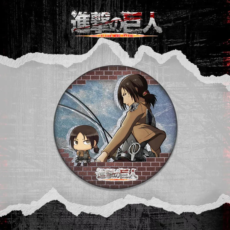 Attack on Titan 58 Badge Plain Glossy Film 58 Pin Anime Eren Yeager Ackerman Merchandise Souvenirs Collectibles Action Figures