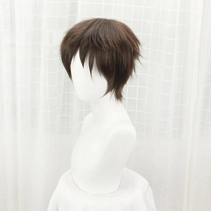 Attack on Titan Eren Jaeger Cosplay Wig 30cm Short Straight Brown Heat Resistant Synthetic Hair Wigs