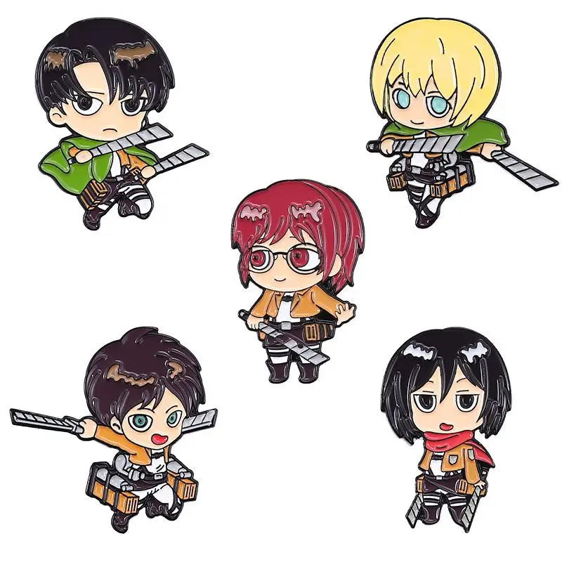Creative Q Version Attack on Titan Metal Brooch Cute Anime Cartoon Badge Fashion Lapel Pin Accessories Fans Collection Gift