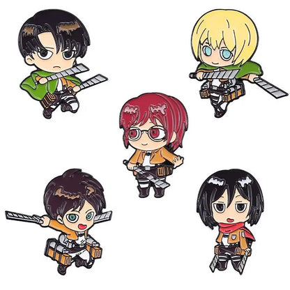 Creative Q Version Attack on Titan Metal Brooch Cute Anime Cartoon Badge Fashion Lapel Pin Accessories Fans Collection Gift