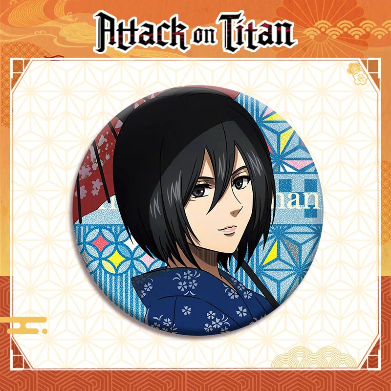 Attack on Titan Double Flash Badge 201 230 Anime Merchandise 75mm 58mm Plain Surface Laser Silver Glitter Pin Character Series