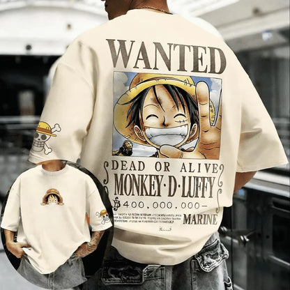 2026 Unisex Cotton T-shirt ONE PIECE Monkey D. Luffy Summer New Product Anime Printed Oversized Loose Parent Child Short Sleeve