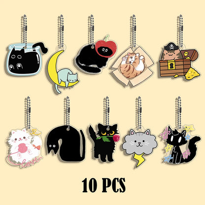 10/50 pcs/set Funny Cat Character Keychain Student Gift Bag